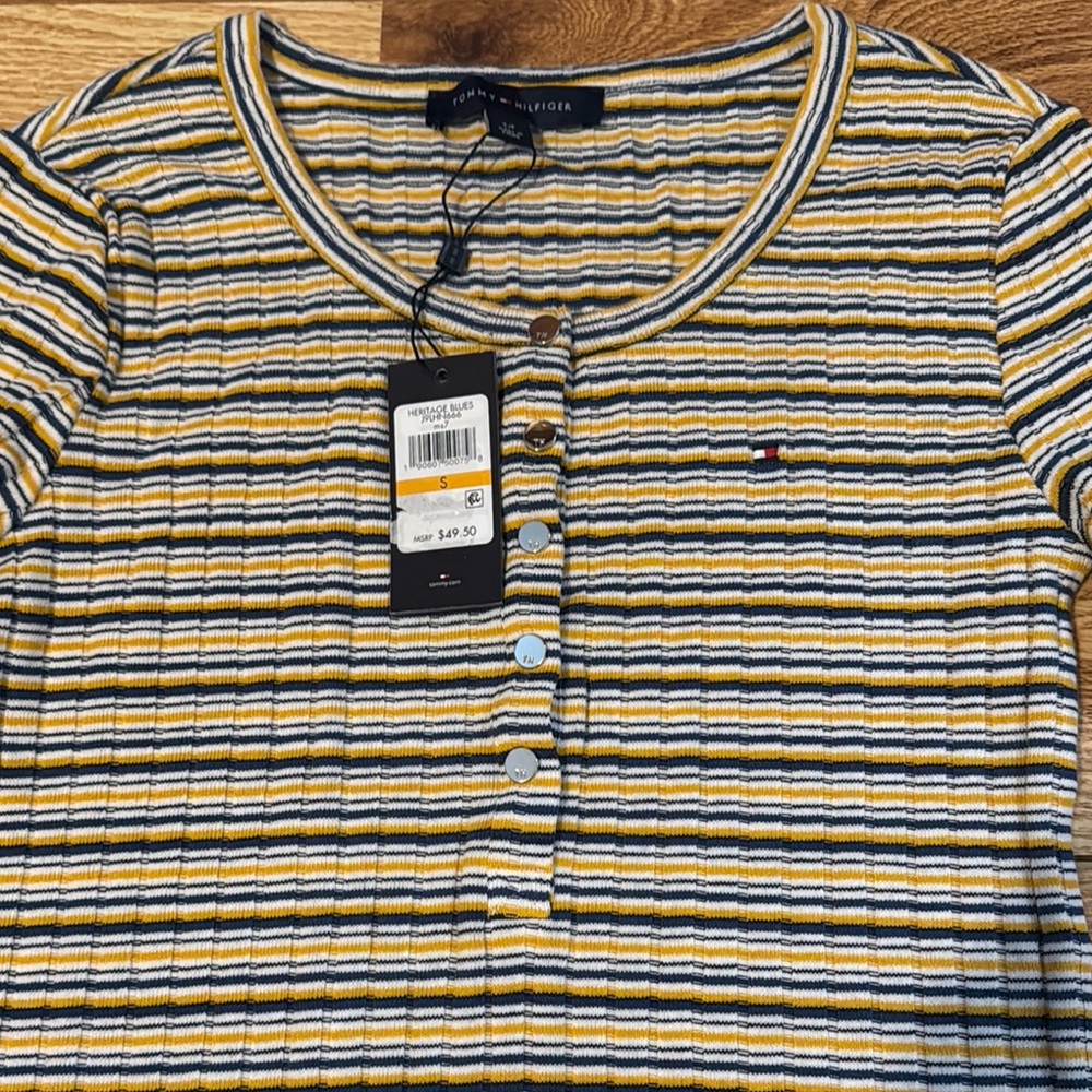 Tommy Hilfiger Multicolor Striped Henley Top - Picture 2 of 5